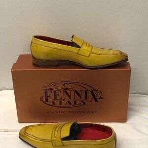 Fennix Italy antique yellow calfskin/alligator loafers